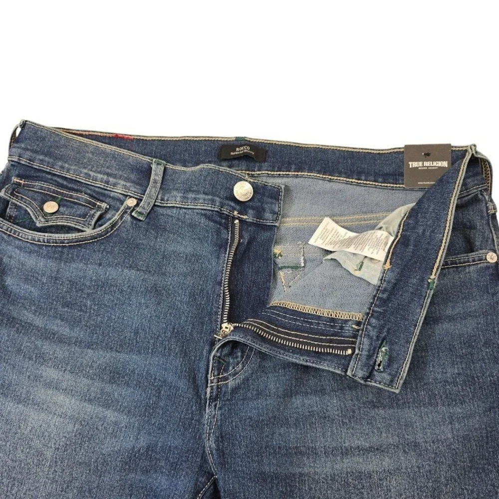 True Religion Rocco Jeans Men 36 Blue Cotton Relaxed Skinny Flap Pocket Designer